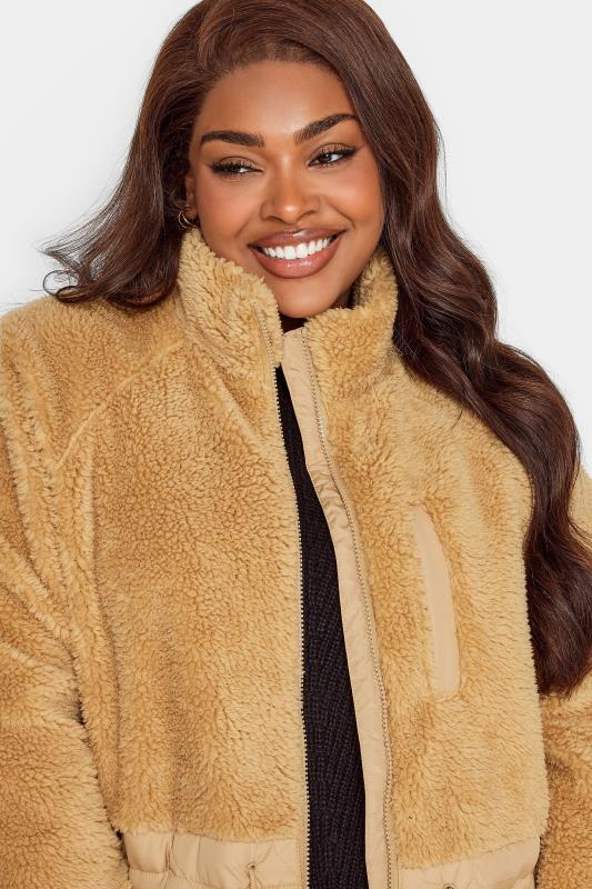 YOURS Plus Size Beige Brown Quilted Teddy Coat | Yours Clothing 6