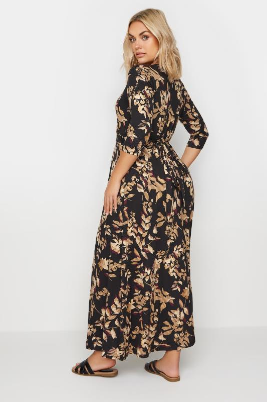 YOURS Plus Size Black Leaf Print Maxi Wrap Dress | Yours Clothing 3