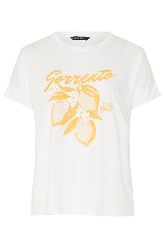 EVANS Plus Size White Lemon Print Graphic T-Shirt | Evans 6