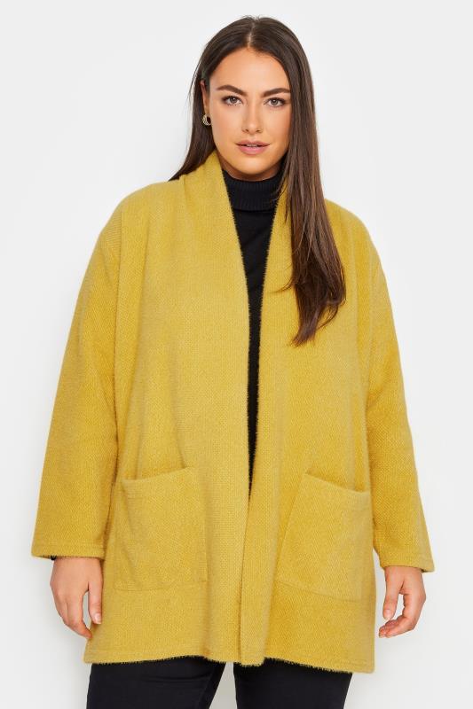 Plus Size  Evans Yellow Oversized Sleeve Cardigan