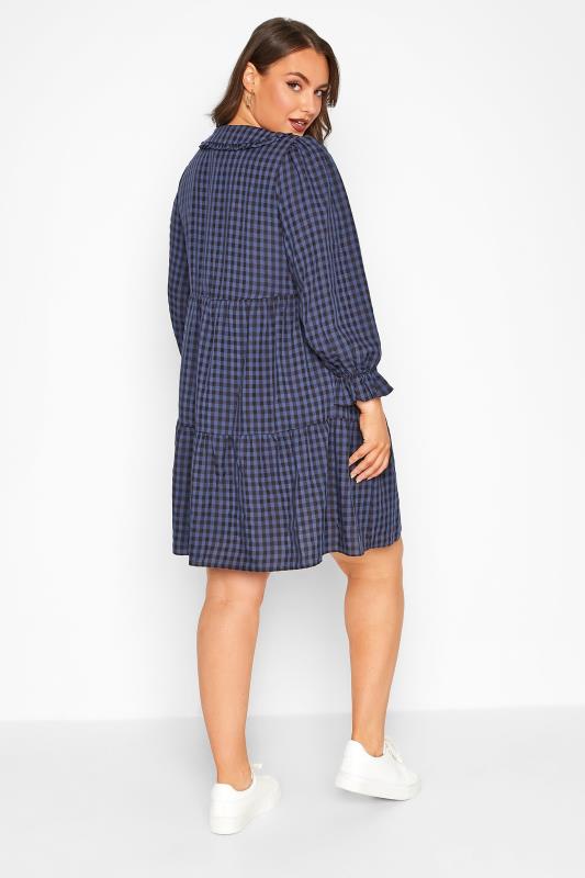 LIMITED COLLECTION Plus Size Blue Gingham Smock Shirt Dress | Yours Clothing 3