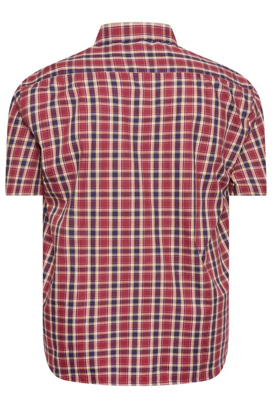 KAM Big & Tall Red Multi Short Sleeve Check Shirt | BadRhino 4