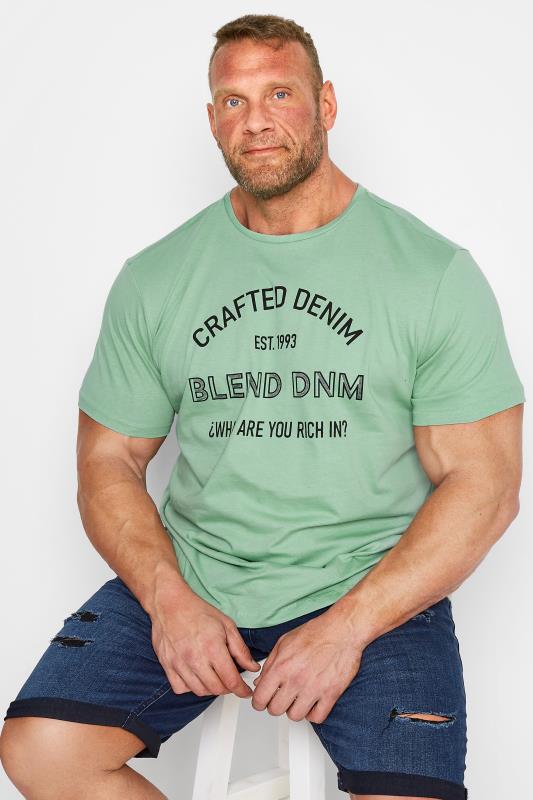 Großen Größen  BLEND Big & Tall Sage Green 'Crafted' Print T-Shirt