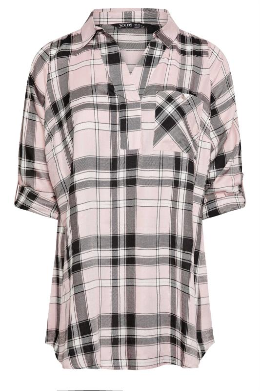 YOURS Curve Plus Size Pink & Black Check Print Shirt | Yours Clothing  5