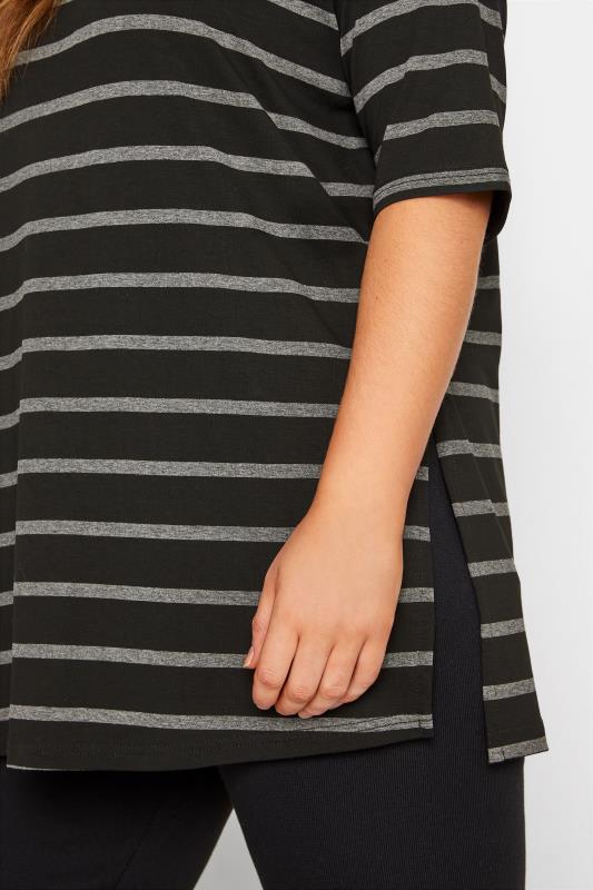 Curve Black & Grey Stripe Oversized T-Shirt 4