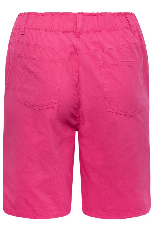 YOURS Curve Plus Size Hot Pink Cotton Shorts | Yours Clothing  5