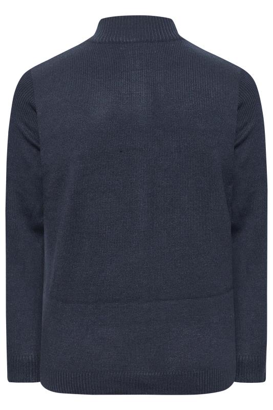 BadRhino Big & Tall Navy Blue Essential Full Zip Knitted Jumper 3