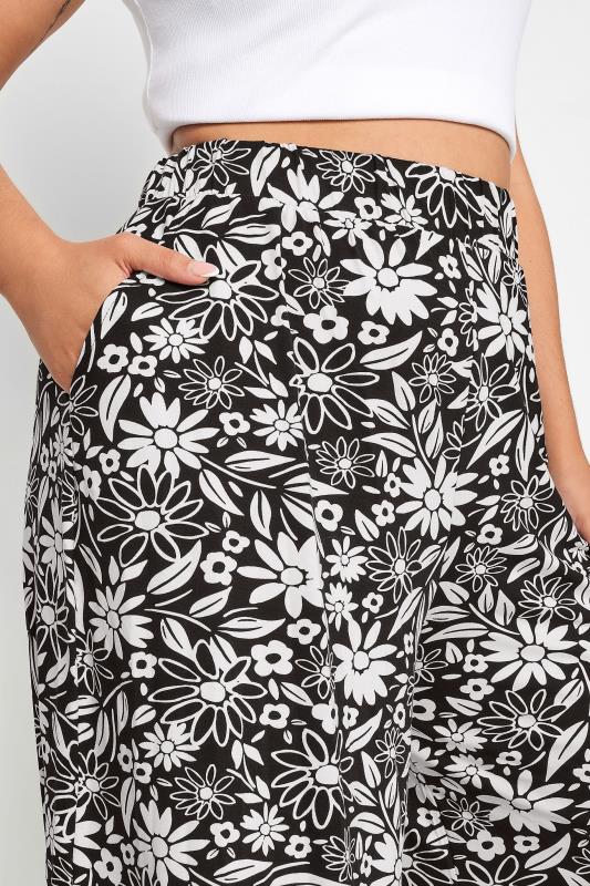 YOURS Plus Size Black & White Floral Print Midaxi Culottes | Yours Clothing 4