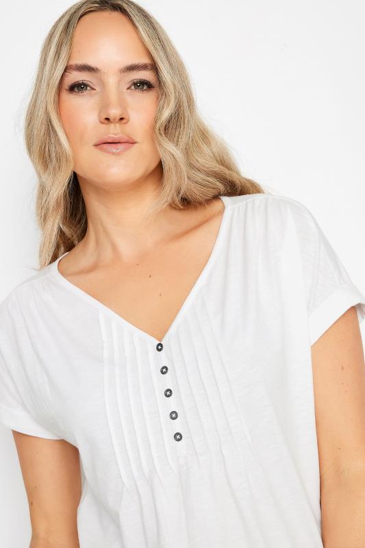 LTS Tall Women's Ivory White Cotton Henley T-Shirt | Long Tall Sally 4