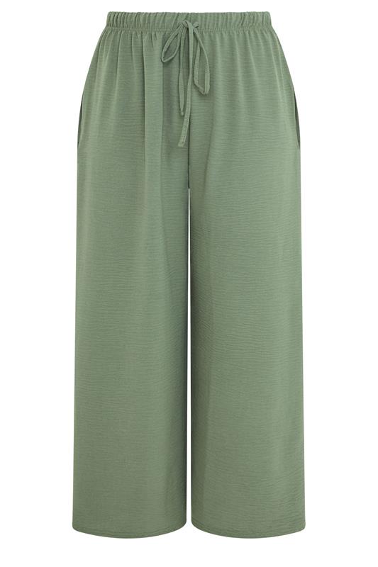 YOURS Plus Size Khaki Green Wide Leg Trousers | Yours Clothing 5