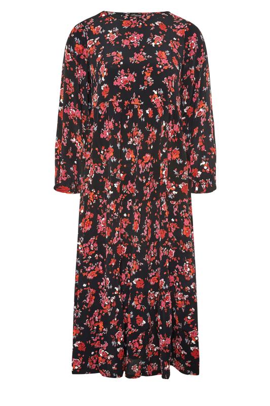 LIMITED COLLECTION Plus Size Black Floral Tiered Smock Maxi Dress ...
