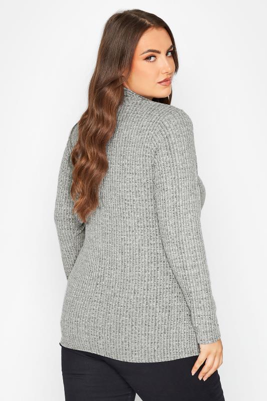 LIMITED COLLECTION Curve Grey Marl Ribbed Turtle Neck Top 4