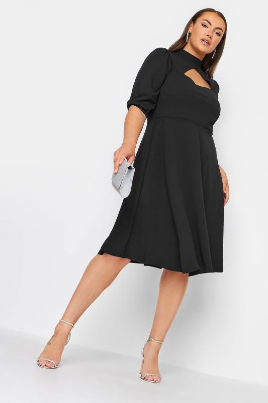 YOURS LONDON Plus Size Black Cut Out Detail Skater Dress | Yours Clothing 2