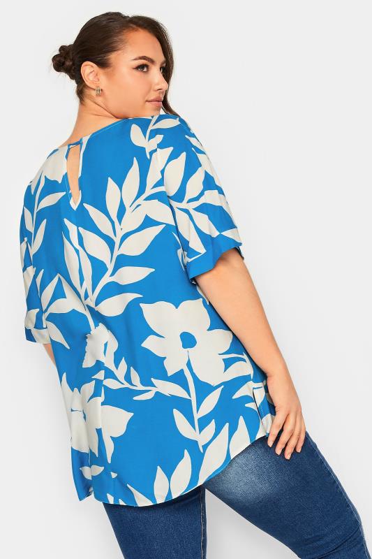 YOURS Curve Plus Size Blue Floral Top | Yours Clothing  3