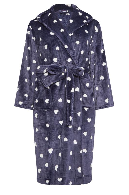 YOURS Plus Size Purple Heart Print Dressing Gown | Yours Clothing 10