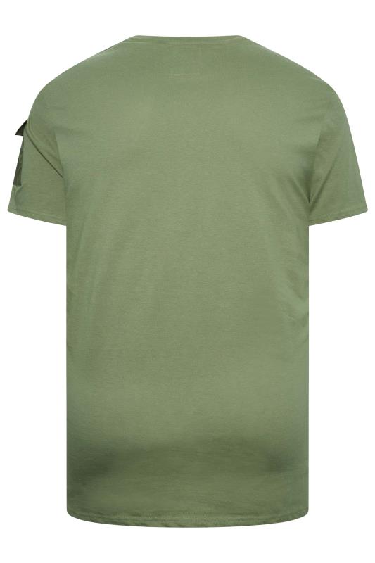 D555 Big & Tall Khaki Green 'Couture' Sleeve Pocket T-Shirt | BadRhino 4