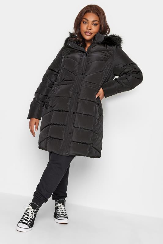Plus Size  YOURS Curve Black Midi Puffer Coat