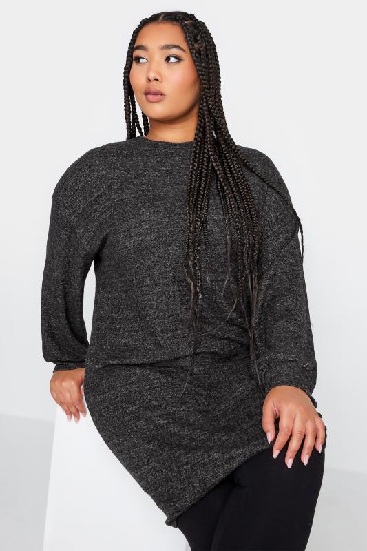 YOURS Plus Size Dark Grey Soft Touch Midi Dress | Yours Clothing 4