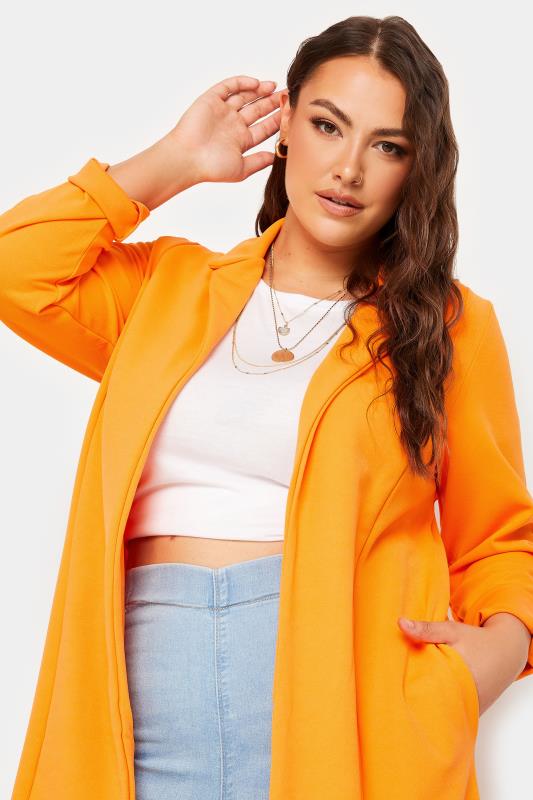 LIMITED COLLECTION Curve Plus Size Neon Orange Scuba Blazer | Yours Clothing  4