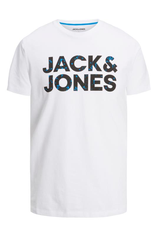 JACK & JONES Big & Tall White Printed Logo T-Shirt | BadRhino 2