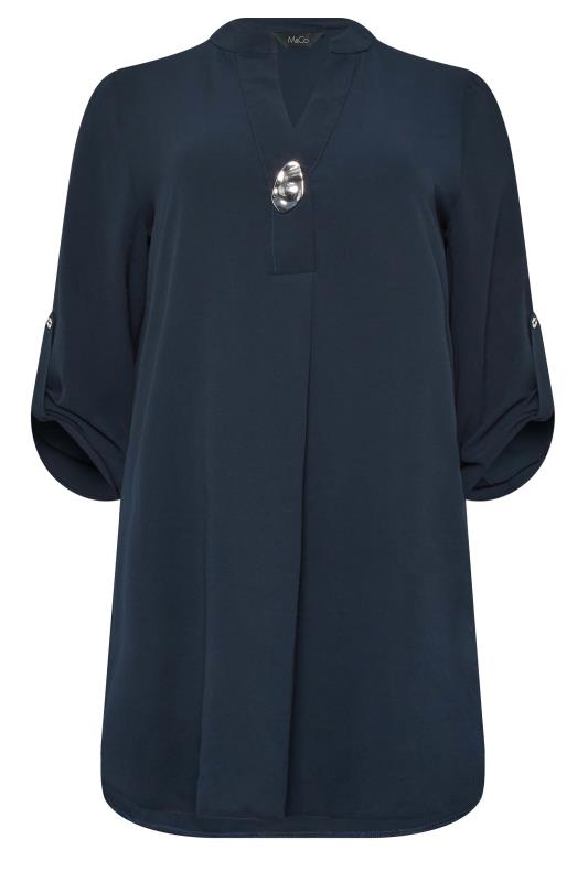 M&Co Dark Blue Long Sleeve Button Blouse | M&Co 6