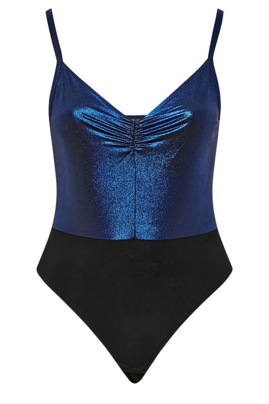 LIMITED COLLECTION Curve Cobalt Blue Foil Bodysuit | Yours Clothing 6