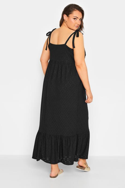 YOURS Curve Plus Size Black Broderie Anglaise Maxi Dress | Yours Clothing  3