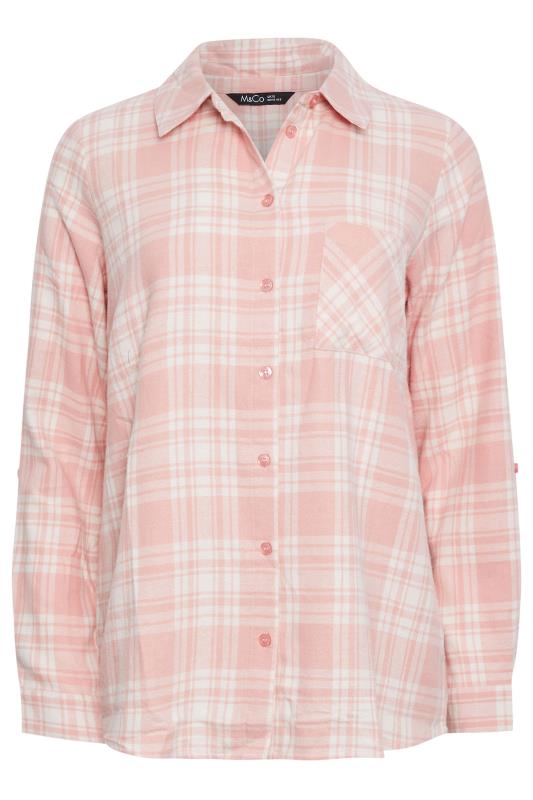 M&Co Pink Check Print Boyfriend Shirt | M&Co 5