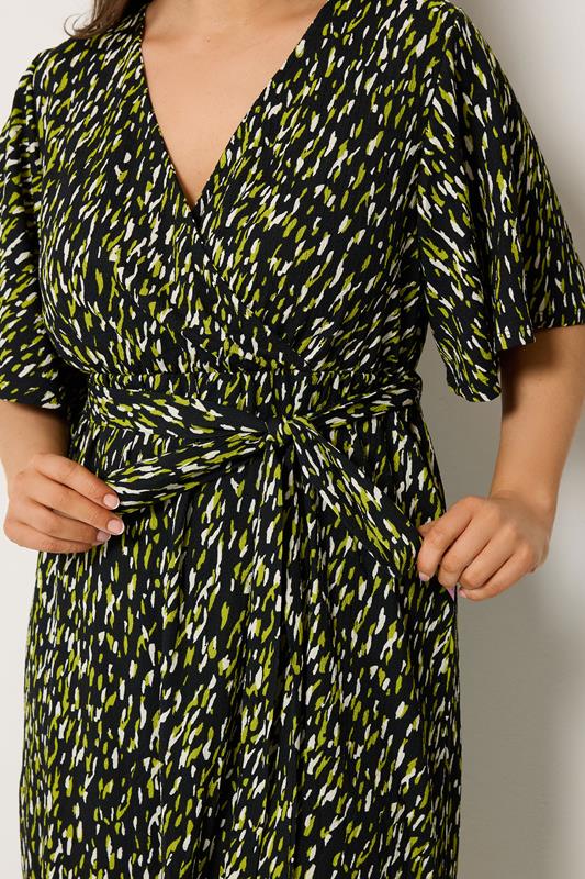 YOURS Plus Size Black Abstract Wrap Front Dress | Yours Clothing 4