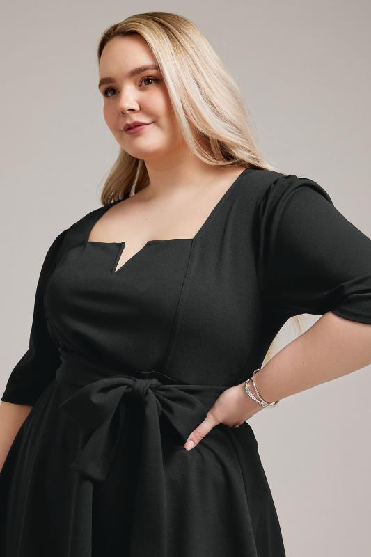 YOURS LONDON Plus Size Black Notch Neck Peplum Top | Yours Clothing 4