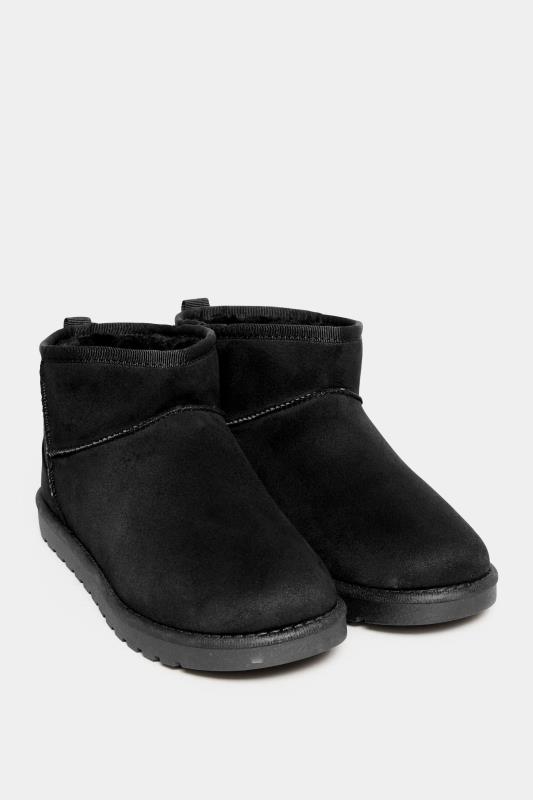 Black Faux Suede Faux Fur Lined Ankle Boots In Wide E Fit & Extra Wide EEE Fit | Yours Clothing 2