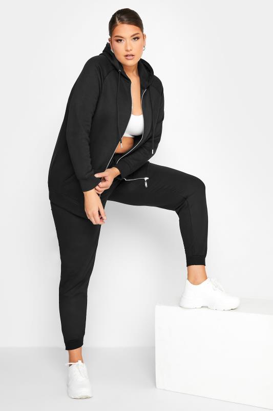 Plus Size Black Basic Zip Through Hoodie | Yours Clothing 2