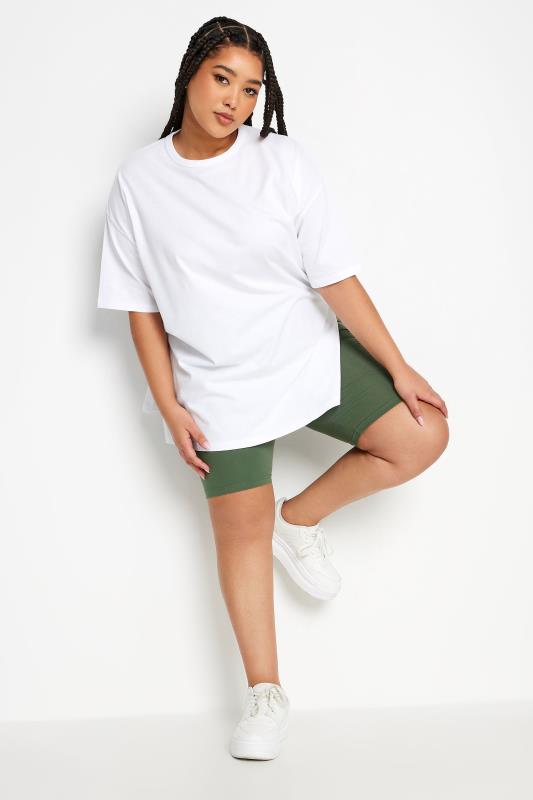 YOURS Plus Size Khaki Green Cycling Shorts | Yours Clothing 2