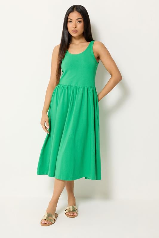 M&Co Petite Green Sleeveless Cotton Midi Dress | M&Co 1