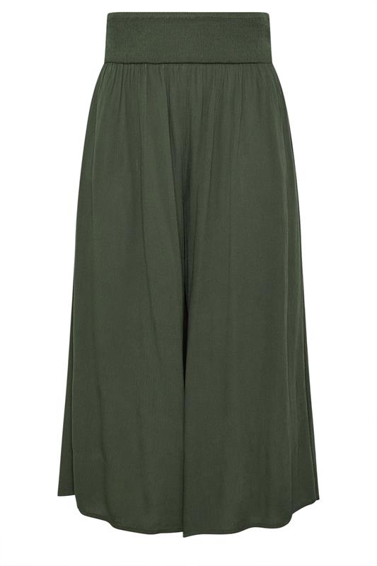 YOURS Plus Size Olive Green Shirred Trousers | Yours Clothing 5