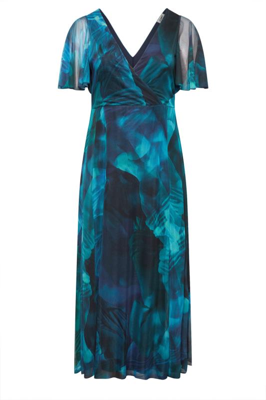 YOURS LONDON Curve Blue Abstract Print Wrap Maxi Dress | Yours Clothing 5