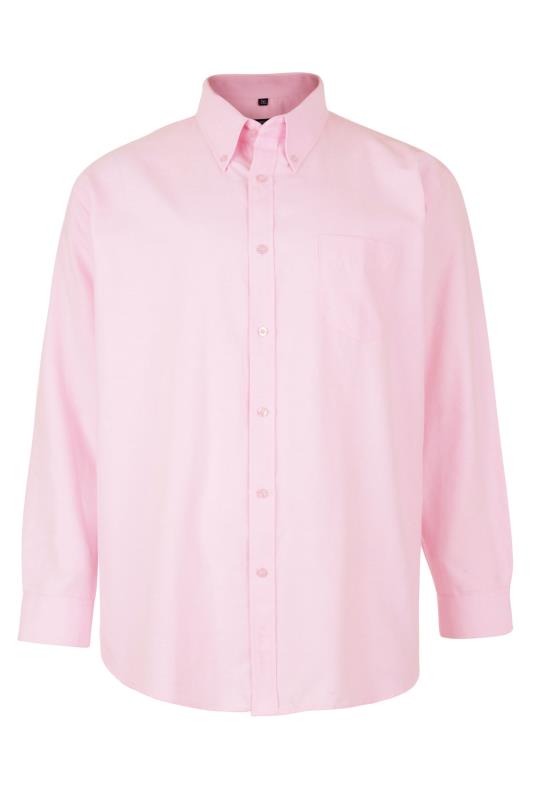 KAM Big & Tall Pink Oxford Long Sleeve Shirt | BadRhino 2