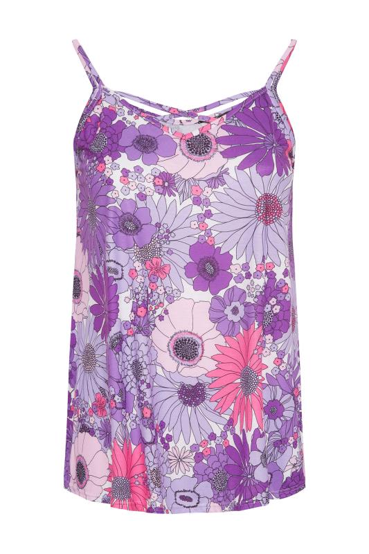 LIMITED COLLECTION Curve Purple Retro Floral Strappy Cami Top_X.jpg