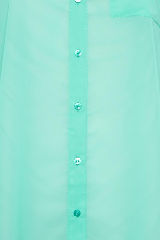 Plus Size YOURS LONDON Turquoise Blue Pleat Sleeve Shirt | Yours Clothing 5