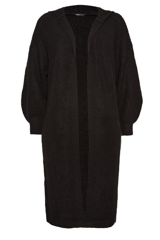 YOURS Plus Size Black Hooded Longline Cardigan | Yours Clothing 6