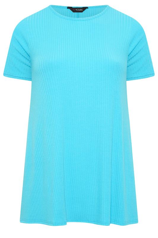 2 PACK Plus Size White & Turquoise Blue Ribbed Swing T-Shirts | Yours Clothing 8