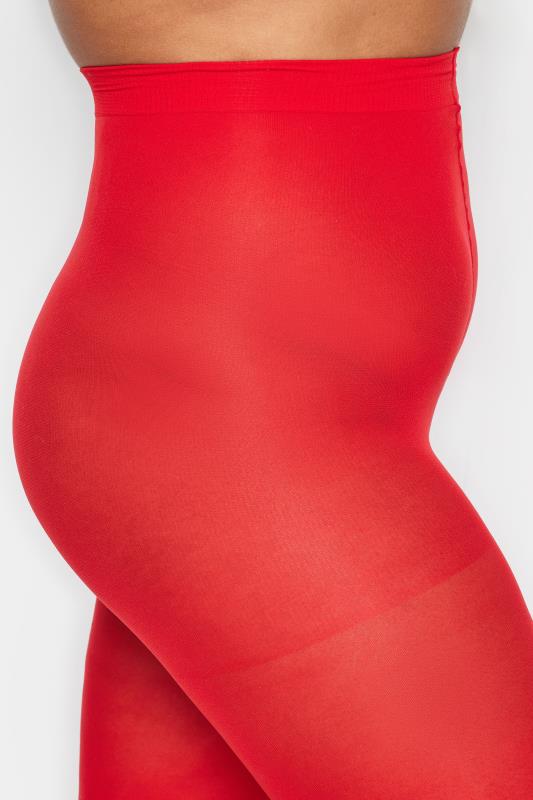 Bright Red 50 Denier Tights | Yours Clothing 3