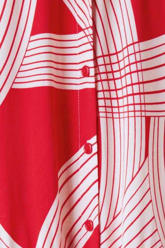 EVANS Plus Size Red Linear Print Midi Dress | Evans 8