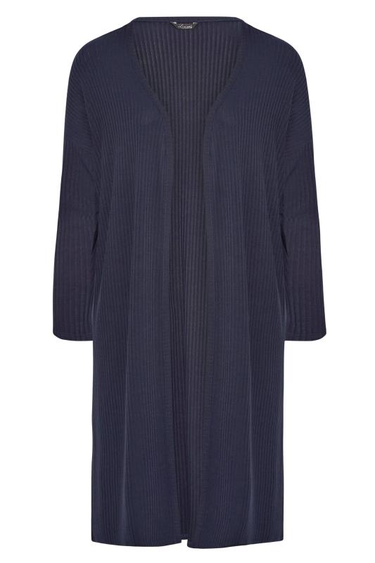 LIMITED COLLECTION Curve Navy Blue Ribbed Side Split Cardigan 5