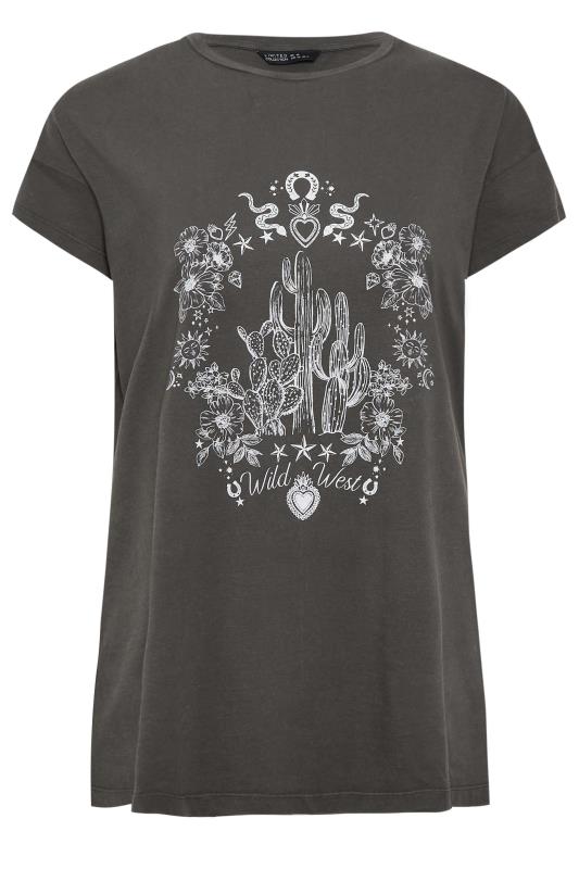 LIMITED COLLECTION Plus Size Grey 'Wild West' Printed T-Shirt | Yours Clothing 7
