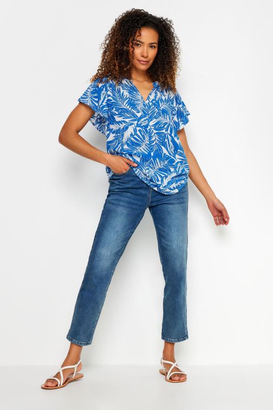 M&Co Blue & White Leaf Print Top | M&Co 2