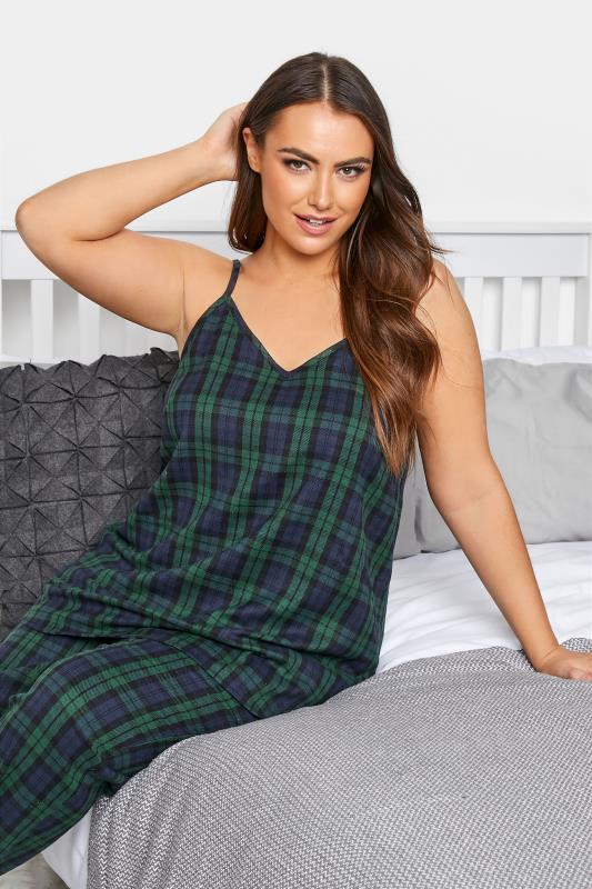 LIMITED COLLECTION Curve Forest Green Tartan Check Pyjama Top_D.jpg