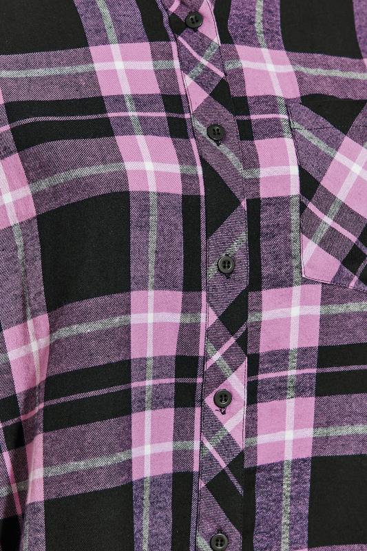 Curve Pink & Purple Long Sleeve Check Shirt | Yours Clothing 5