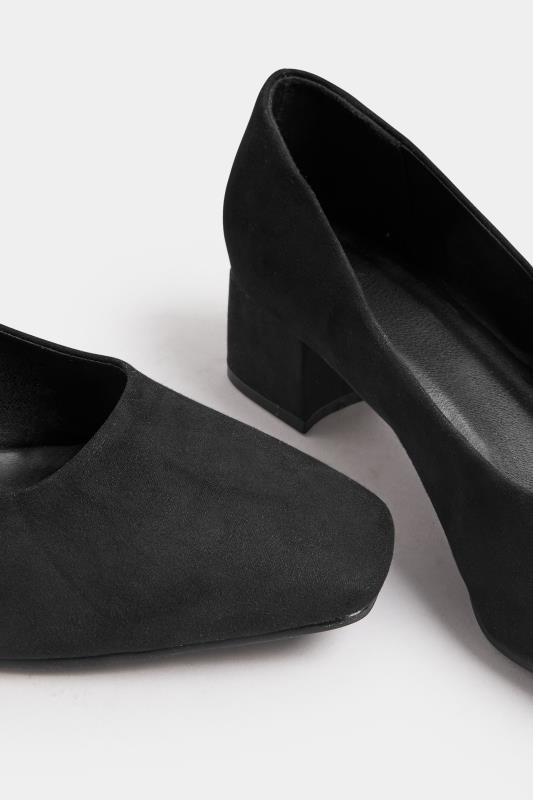 Black Faux Suede Block Heel Court Shoe In Extra Wide EEE Fit | Yours Clothing 4