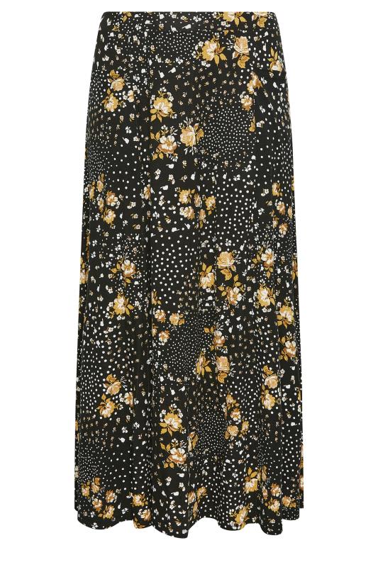 YOURS Curve Black & Yellow Mixed Print Pocket Detail Maxi Skirt | Yours Clothing 6